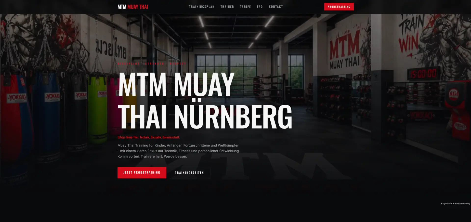 Screenshot der Webseite MTM Muay Thai Nürnberg